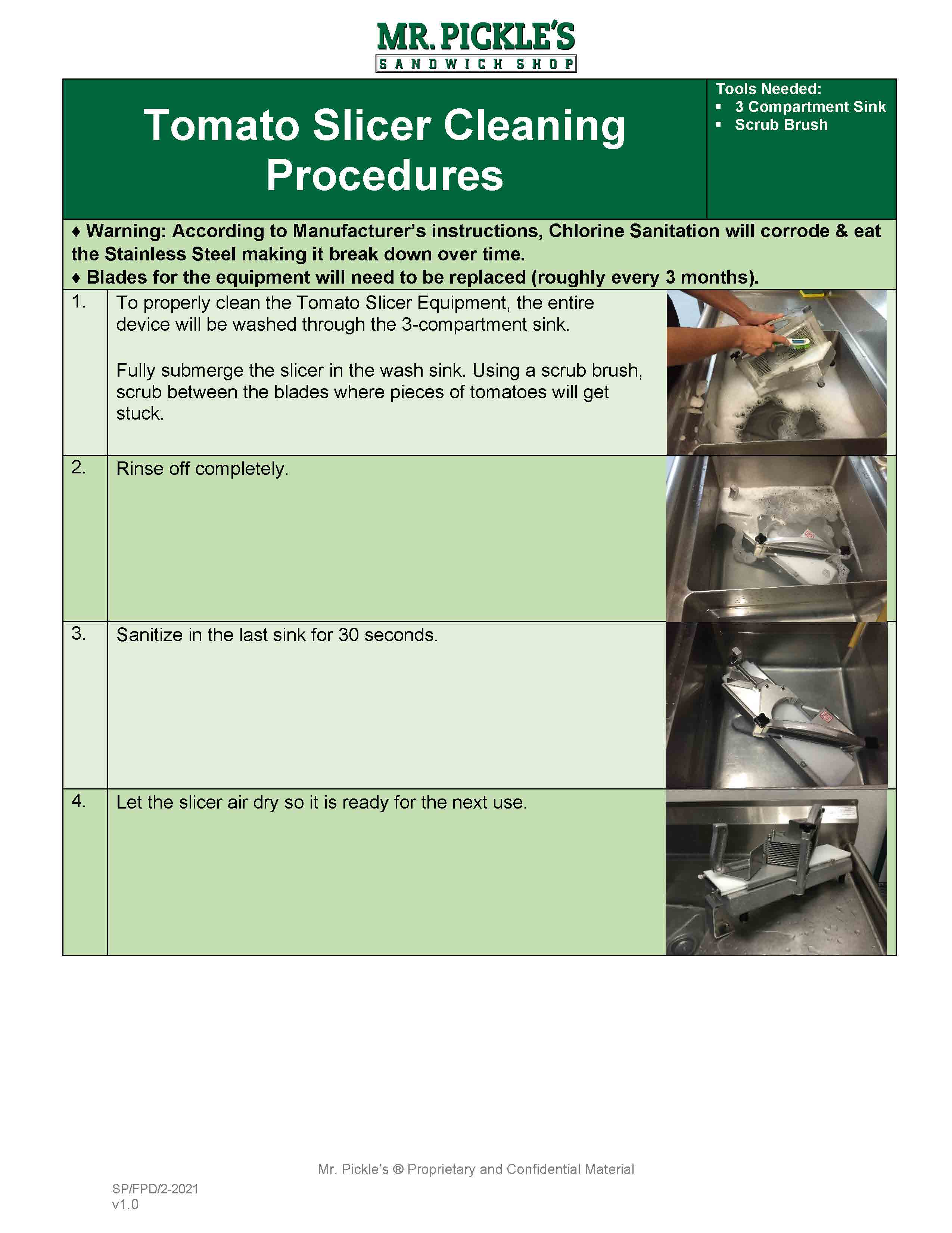 Tomato Slicer Cleaning Mr Pickle S Franchise Systems